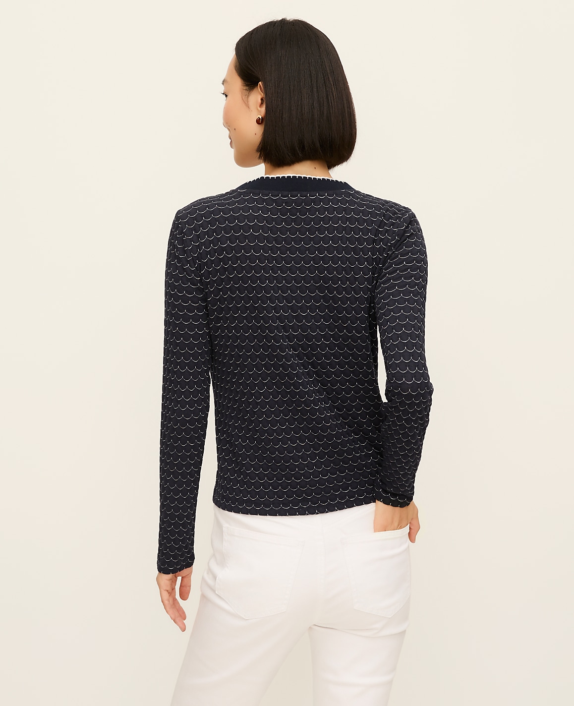 Petite Scalloped V-Neck Cardigan
