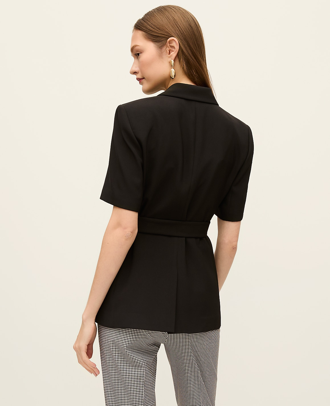 The Petite Fitted Belted Blazer in Crepe