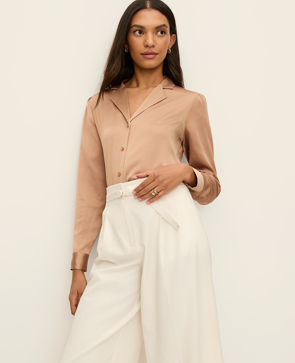 Satin Notched Collar Blouse