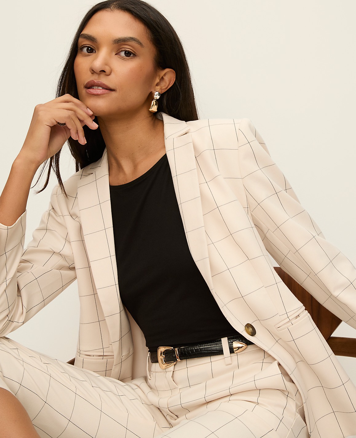 The Petite Hutton Blazer in Windowpane
