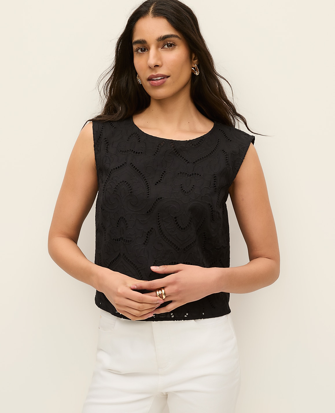 Eyelet Cropped Top