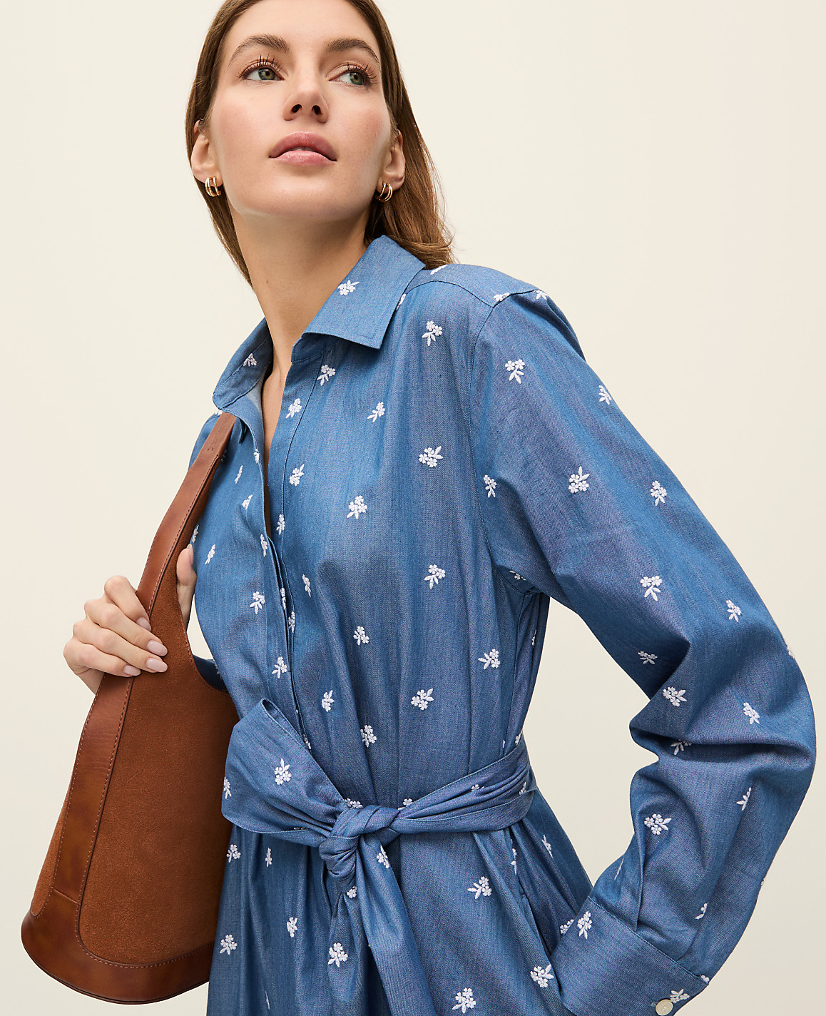 Petite Weekend Embroidered Belted Dress