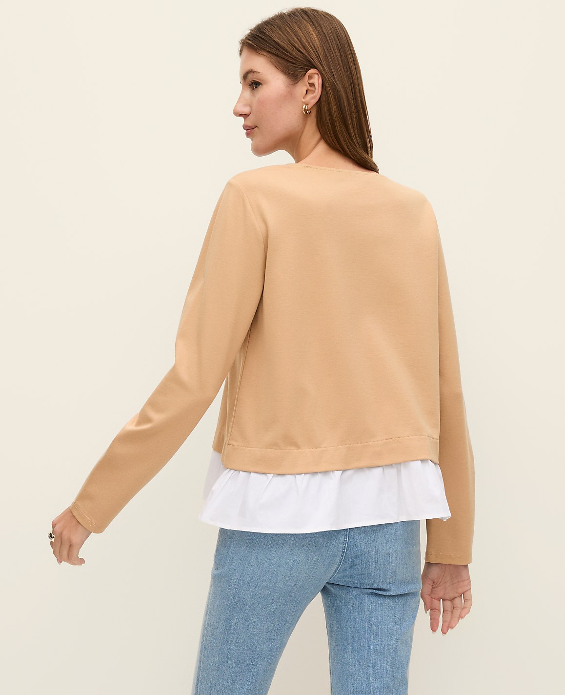 Petite Weekend Ruffle Trim Knit Top