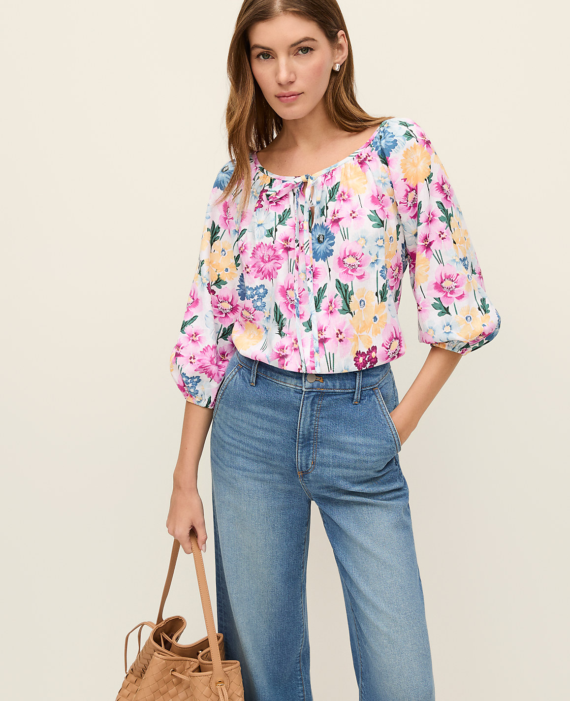 Weekend Floral Linen Blend Blouse