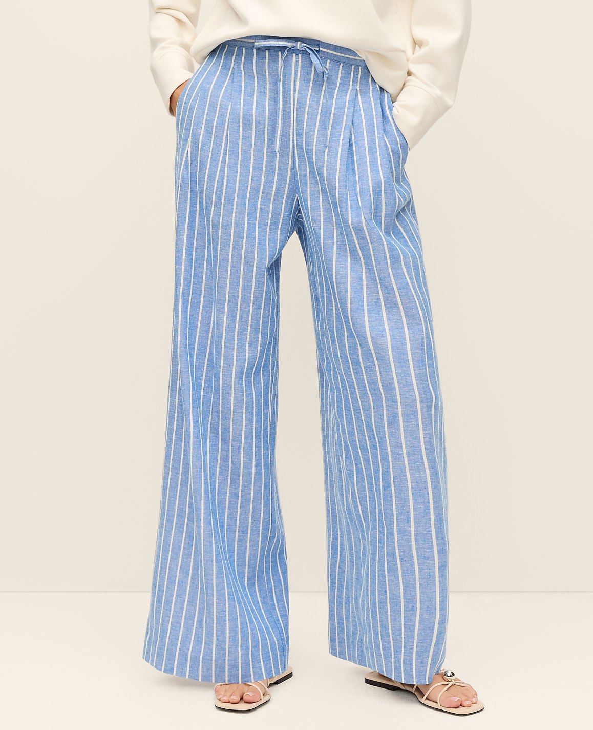 Weekend Striped Easy Fit Wide-Leg Pant