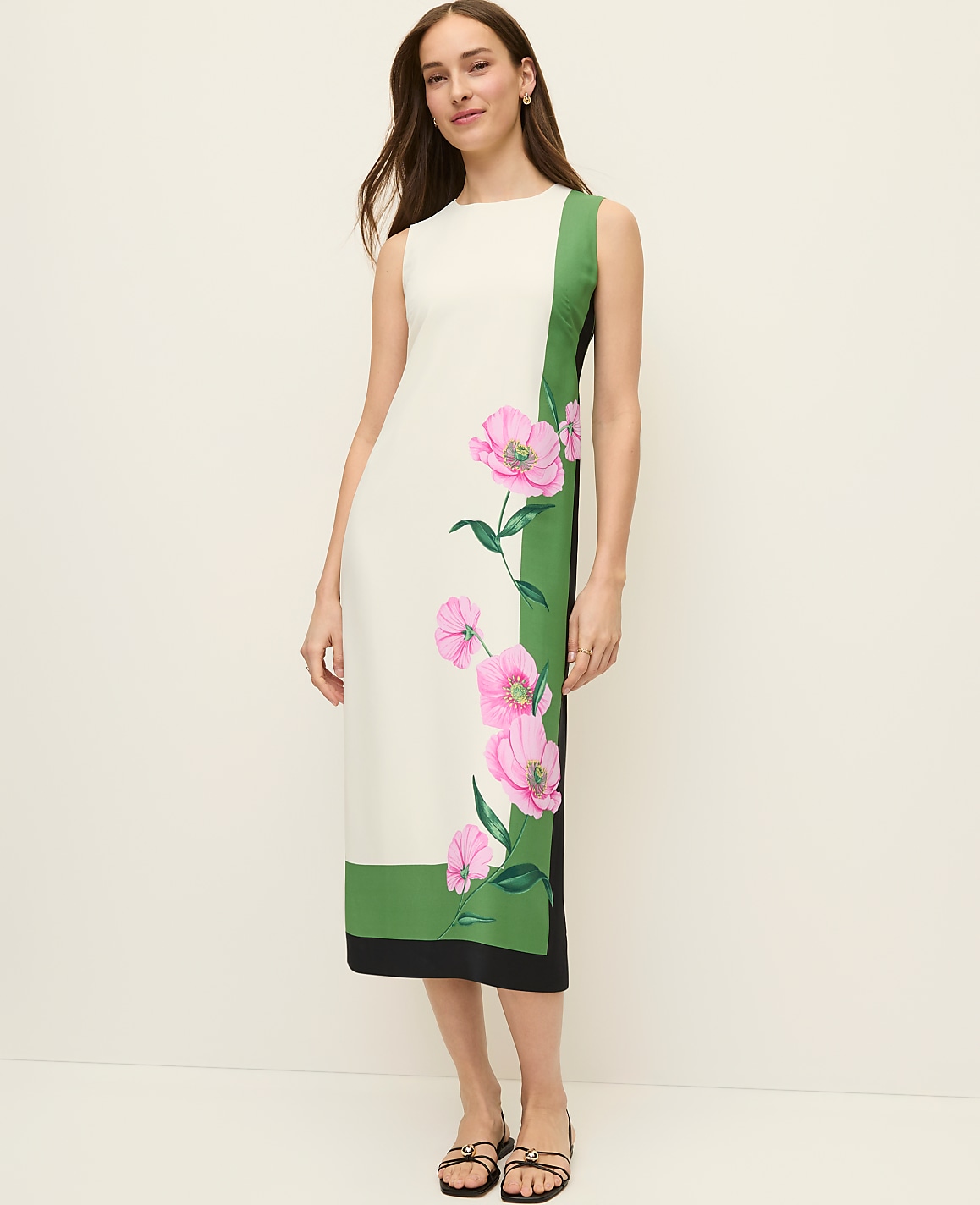 Floral Crew Neck Midi Dress
