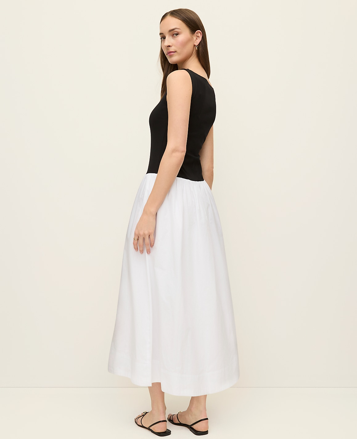 Mixed Media Boatneck Midi Dress