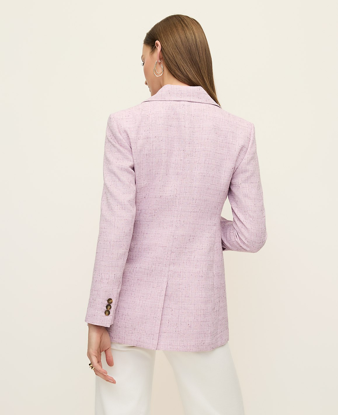 The Long Single Button Blazer in Tweed