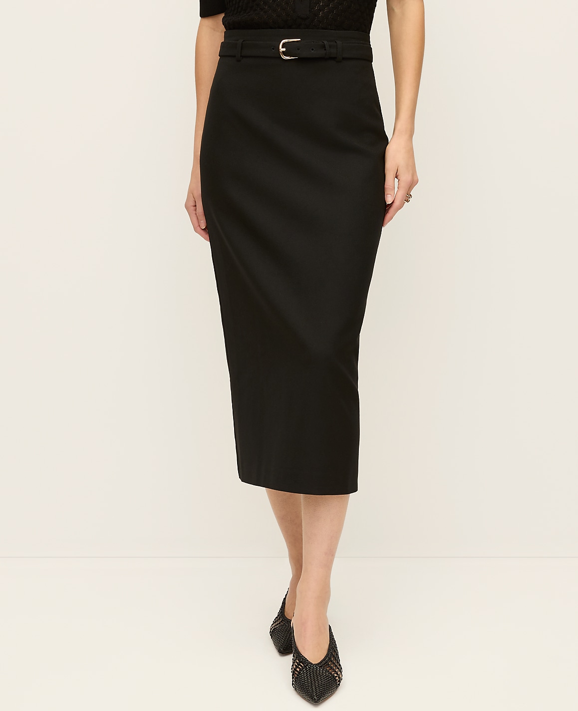 Petite Belted Midi Pencil Skirt