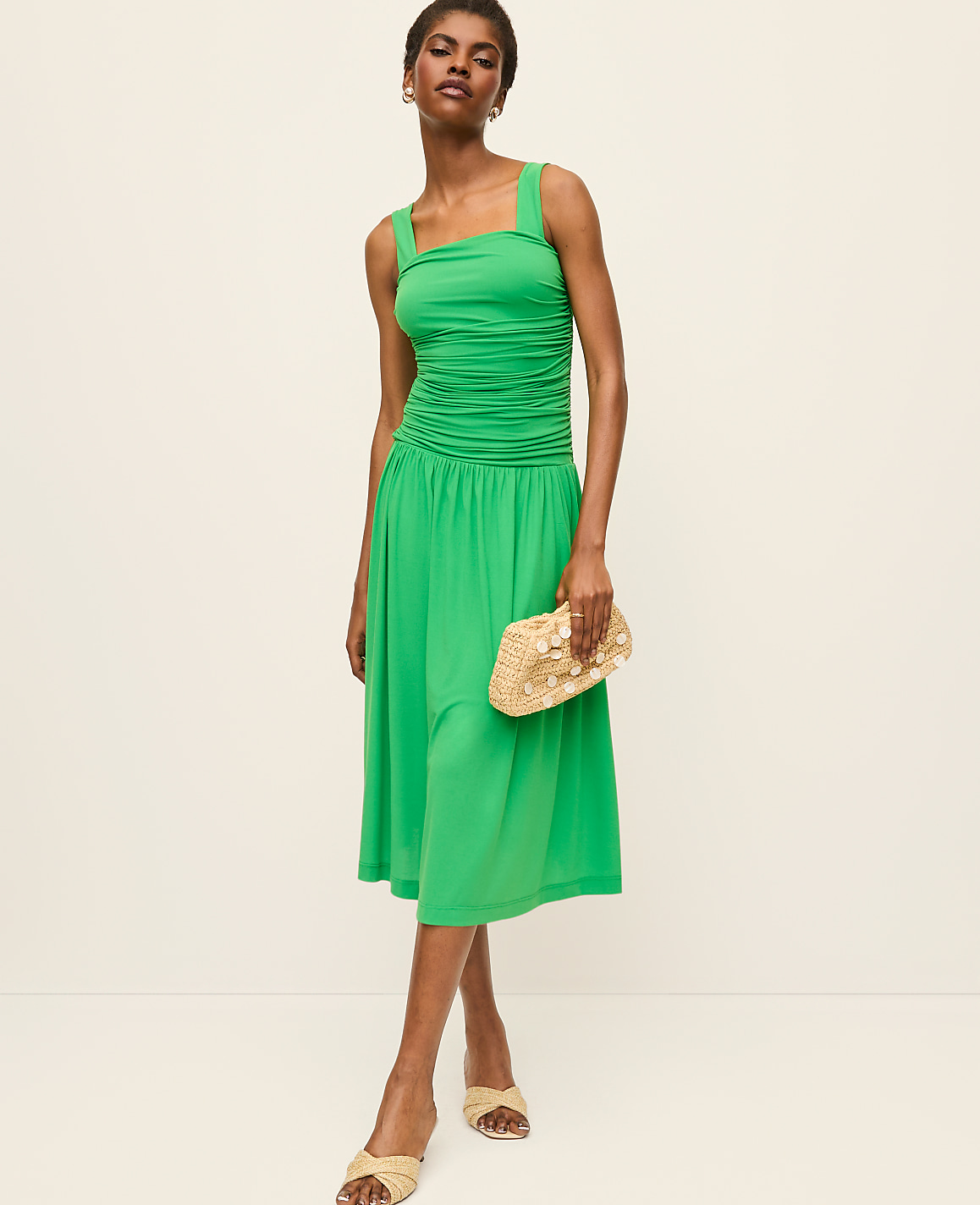Petite Ruched Midi Dress