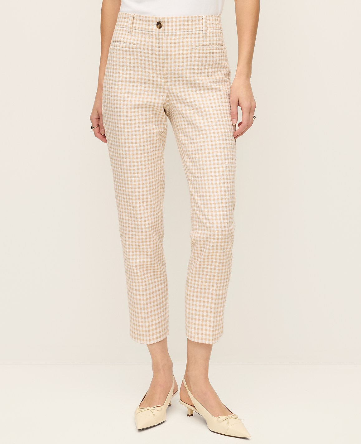 The Petite Cotton Crop Pant in Gingham