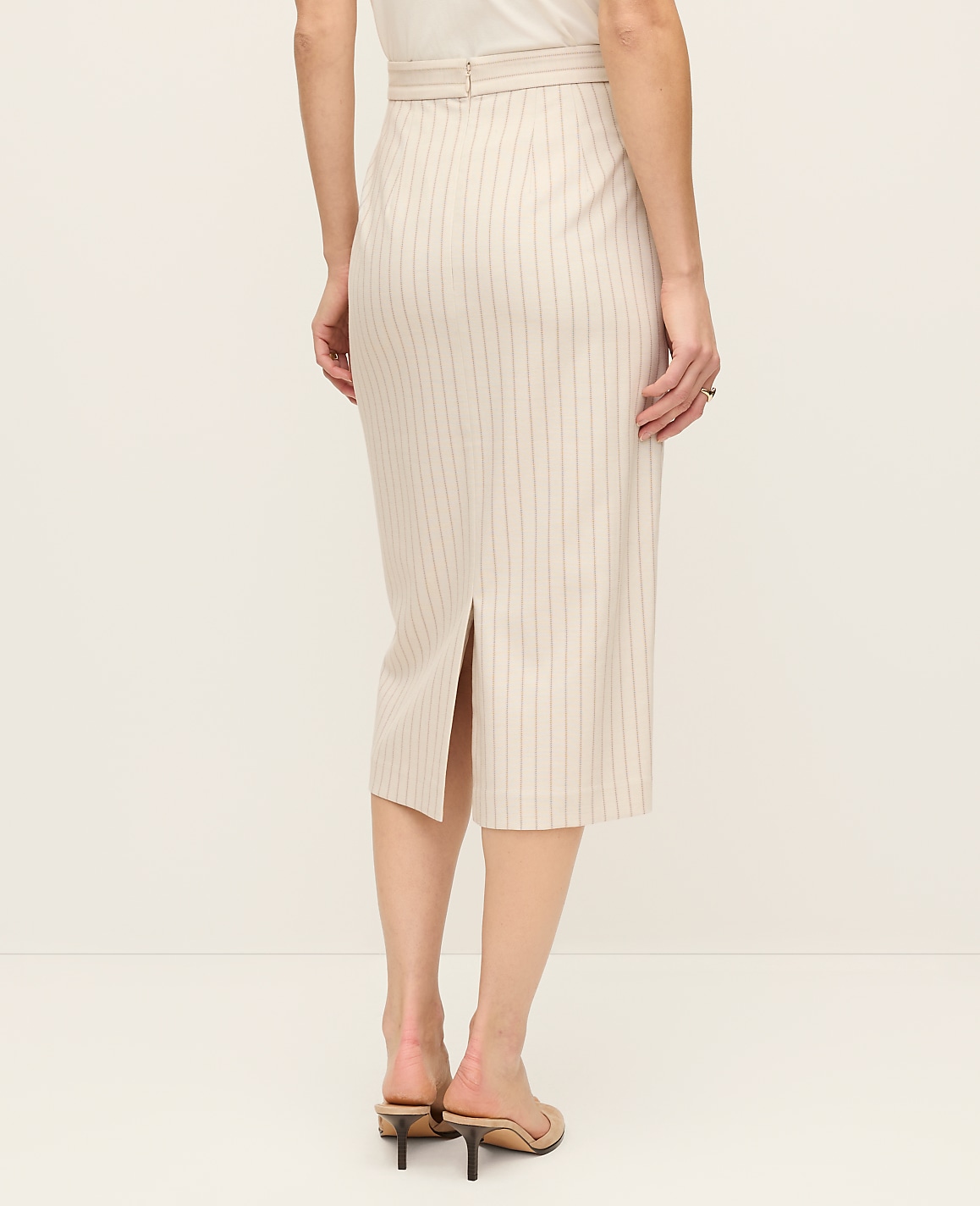 The Petite Clean Pencil Skirt in Pinstripe