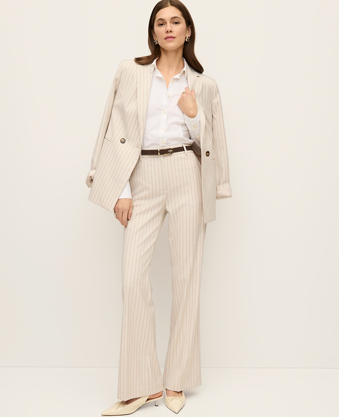 The Petite Flare Trouser in Pinstripe