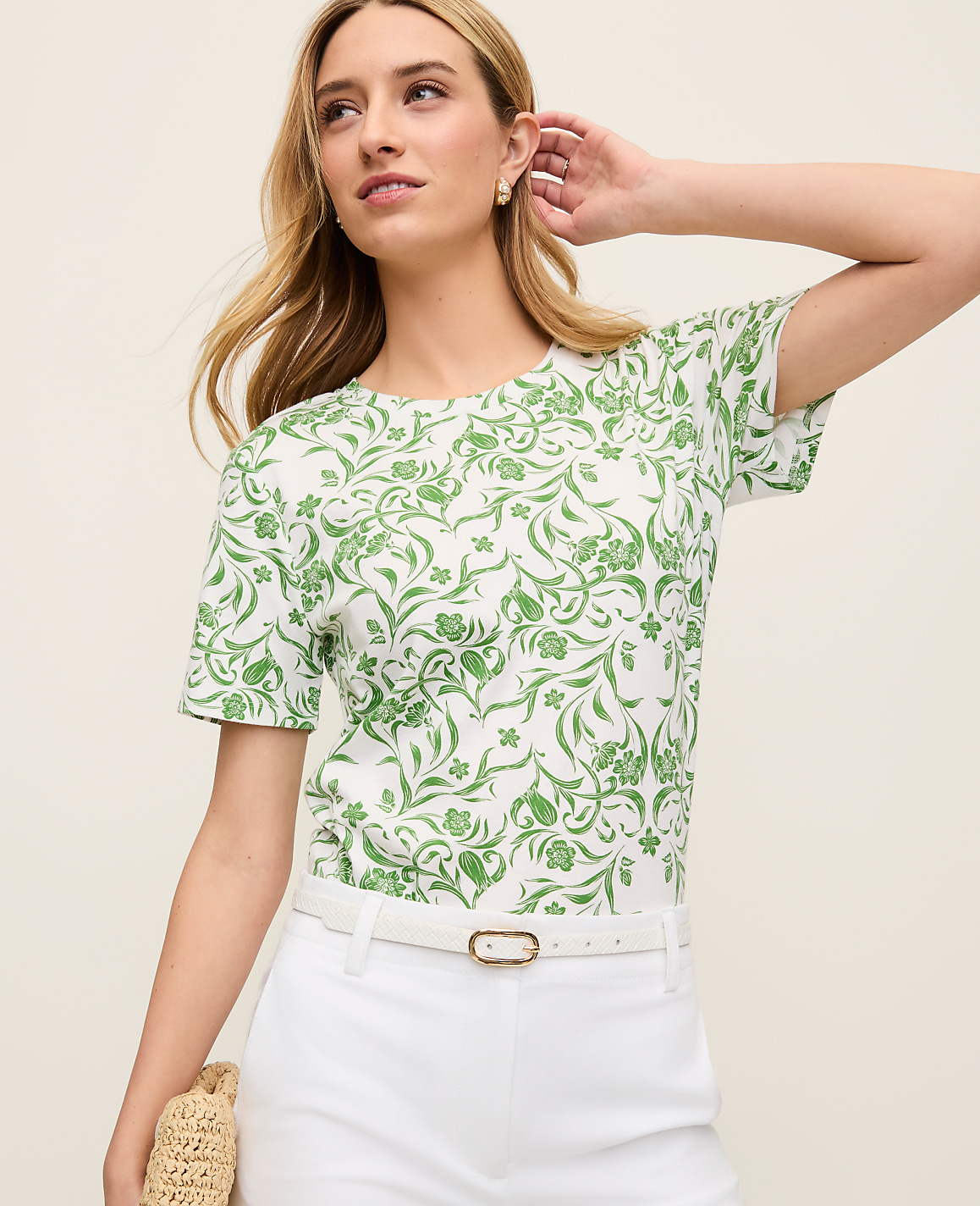 Petite Floral Crew Neck Tee