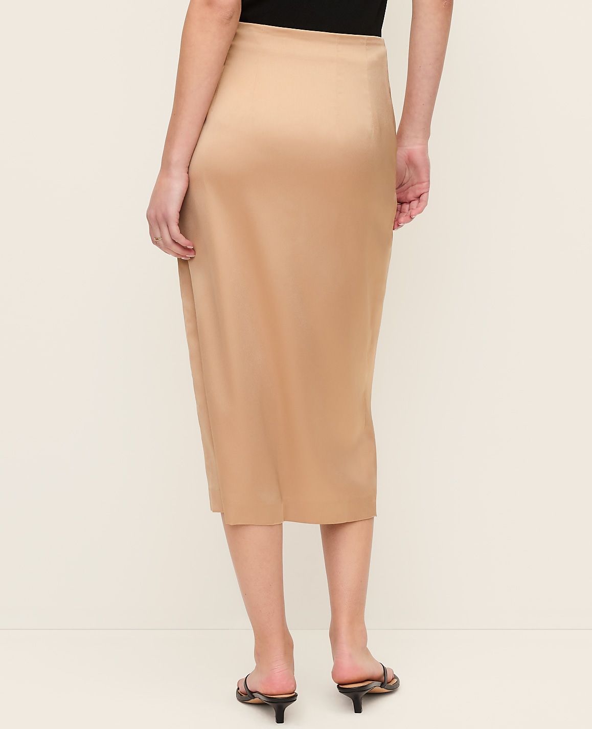 Petite Satin Wrap Midi Skirt