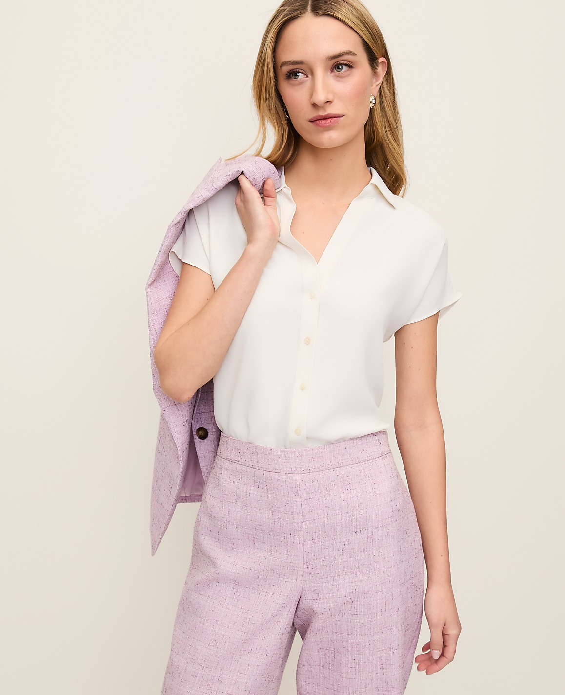 Petite Split Neck Blouse