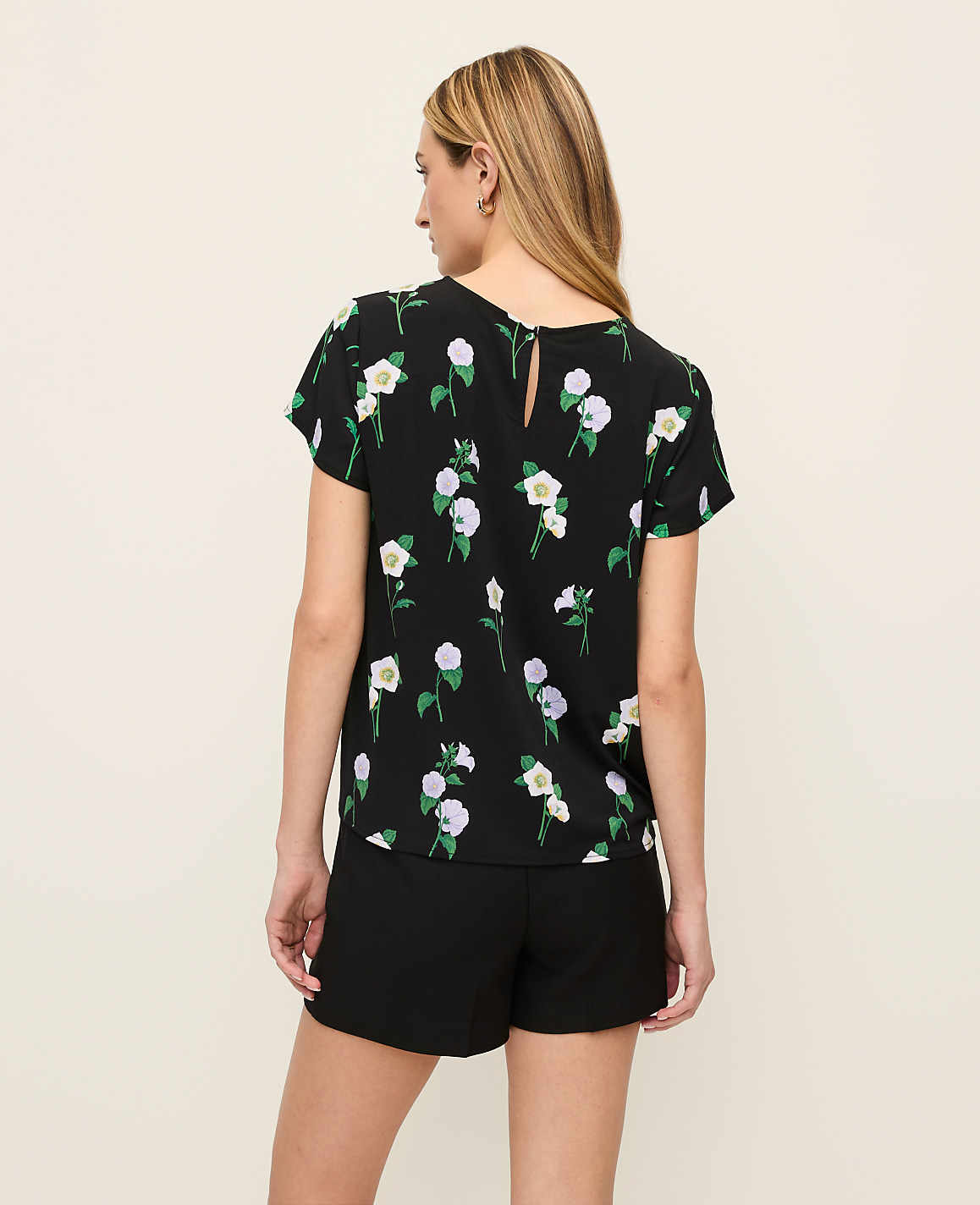 Floral Mixed Media Crew Neck Tee