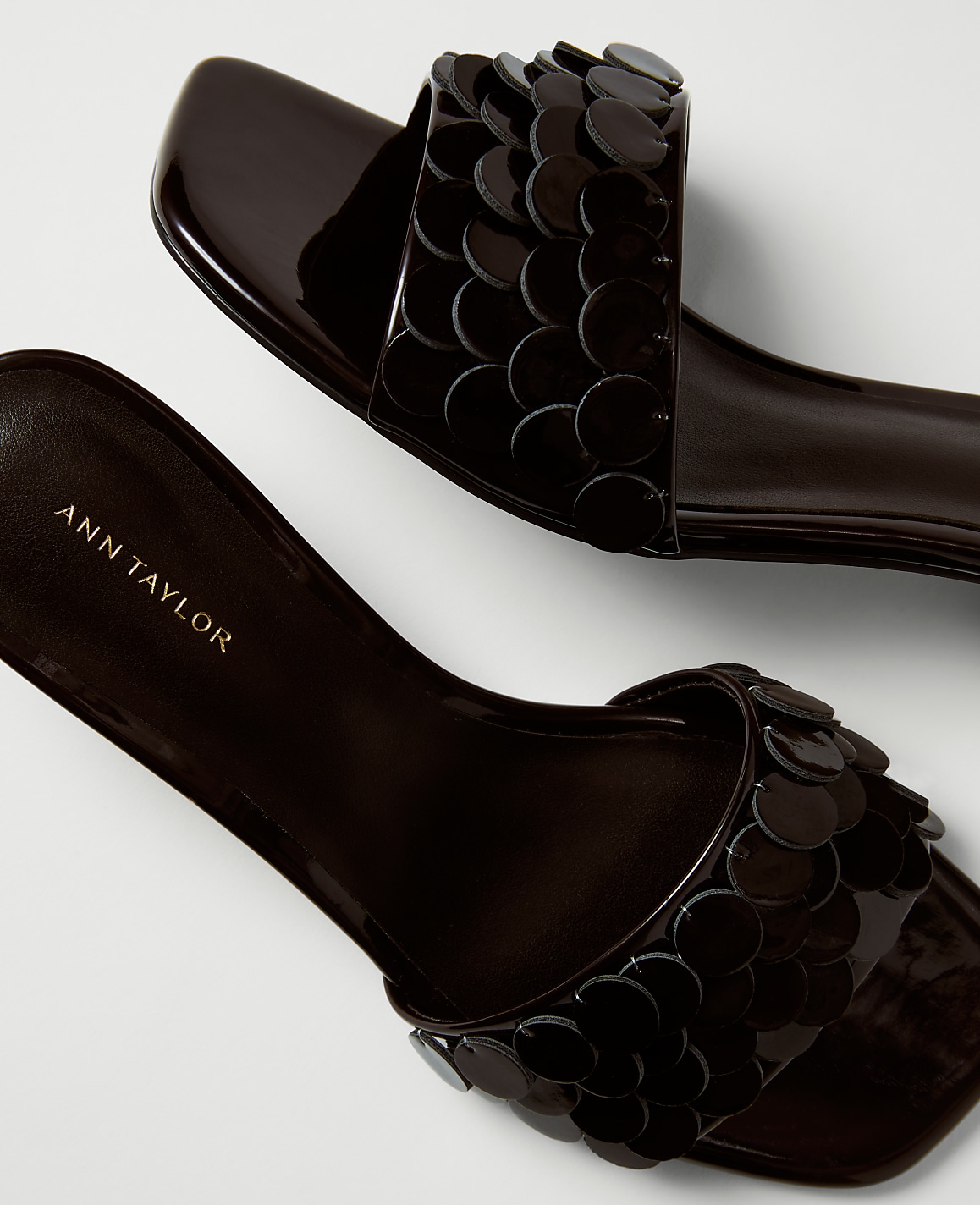 Patent Paillette Kitten Heel Sandal