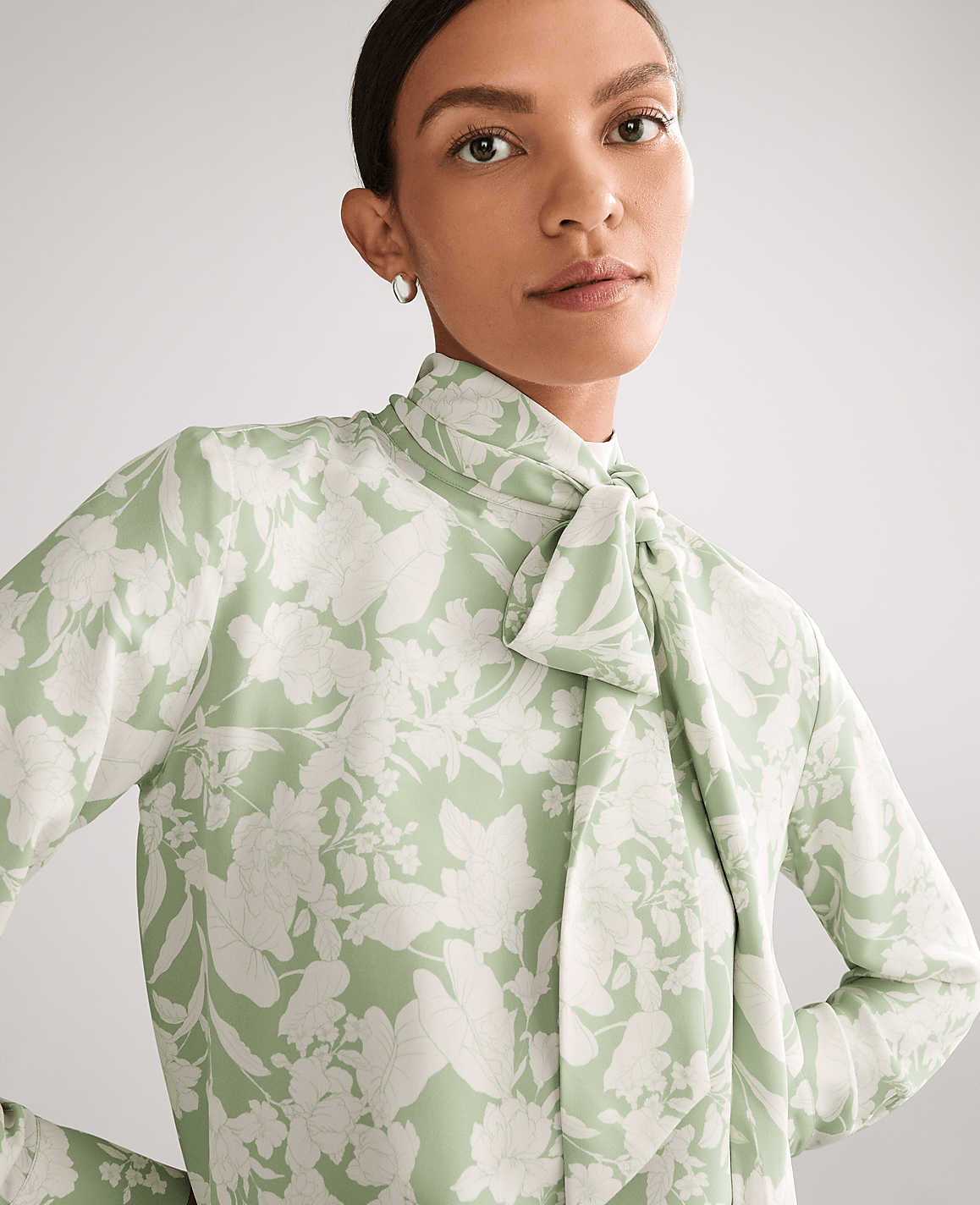 Petite Floral Bow Blouse
