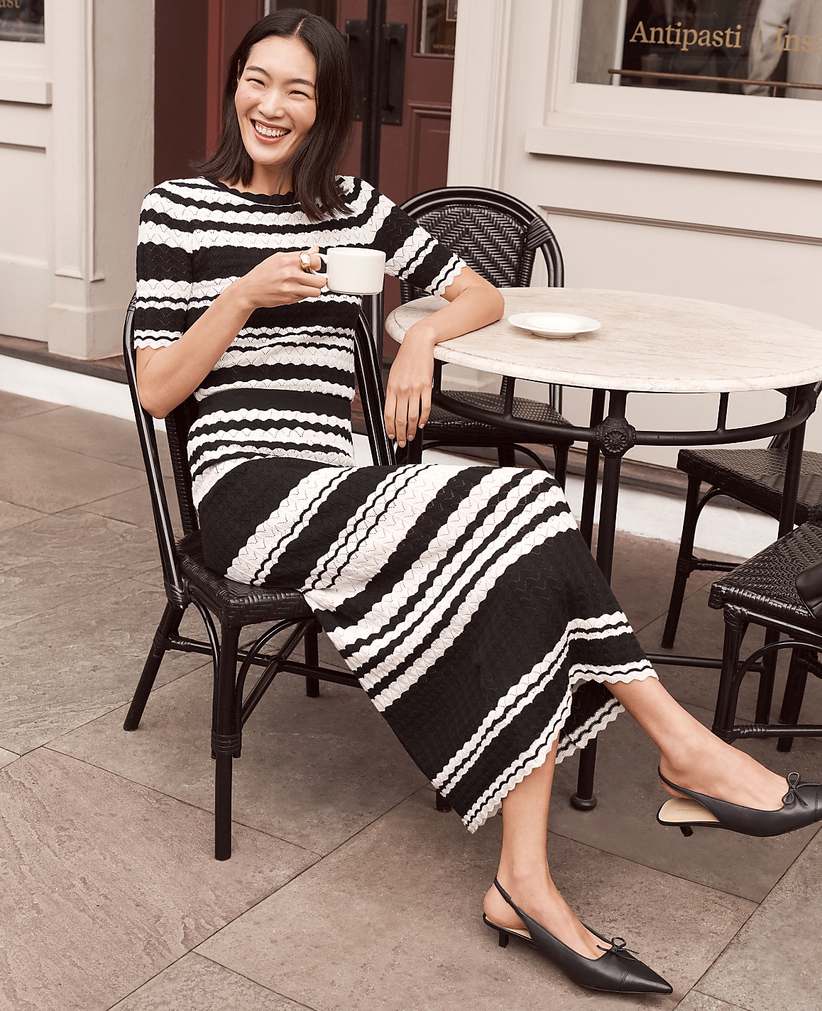 Petite Striped Pointelle Sweater Tee