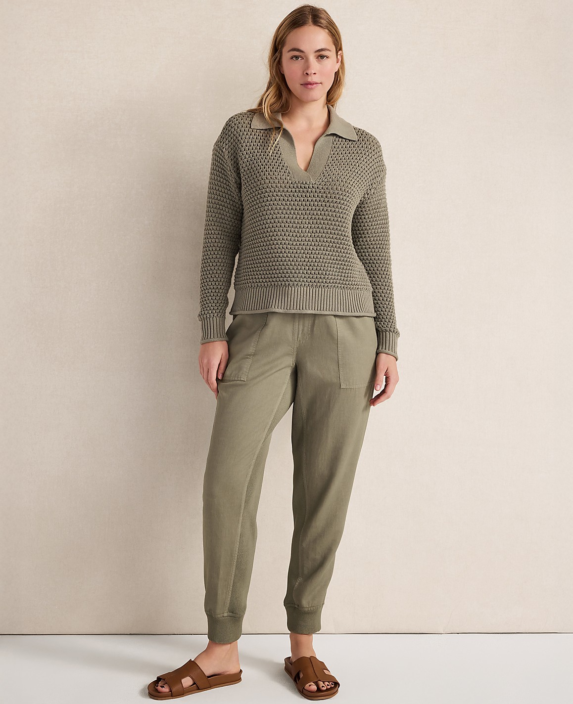 Haven Well Within Cotton Wave Stitch Johnny Collar Sweater