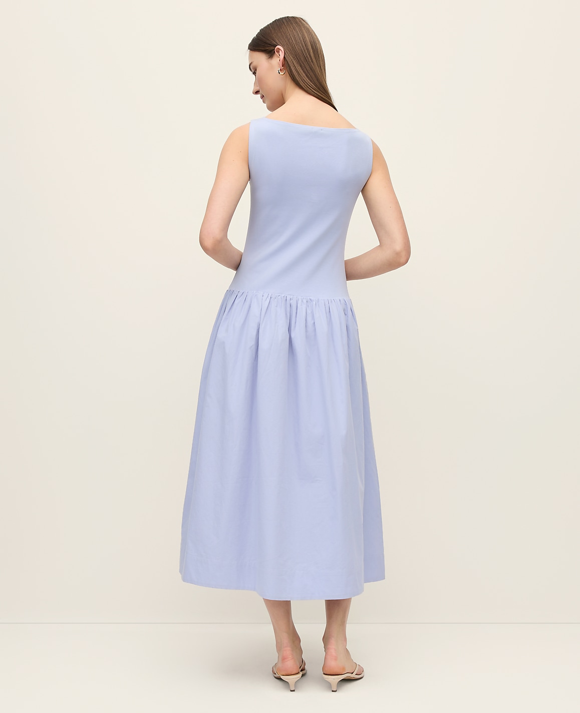 Petite Mixed Media Boatneck Midi Dress