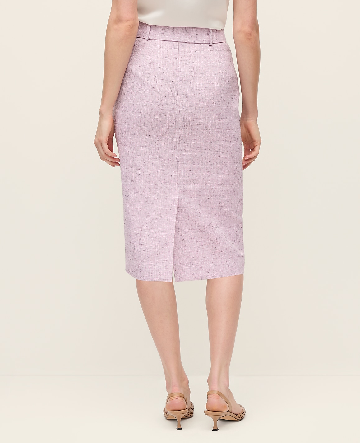 Tweed Belted Pencil Skirt