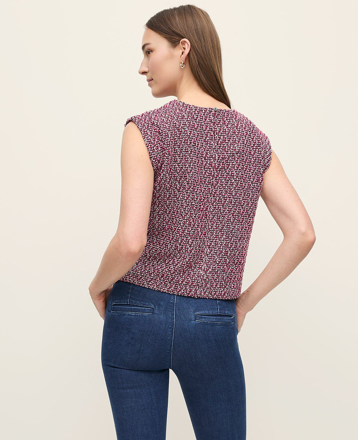 Tweed Crew Neck Shell
