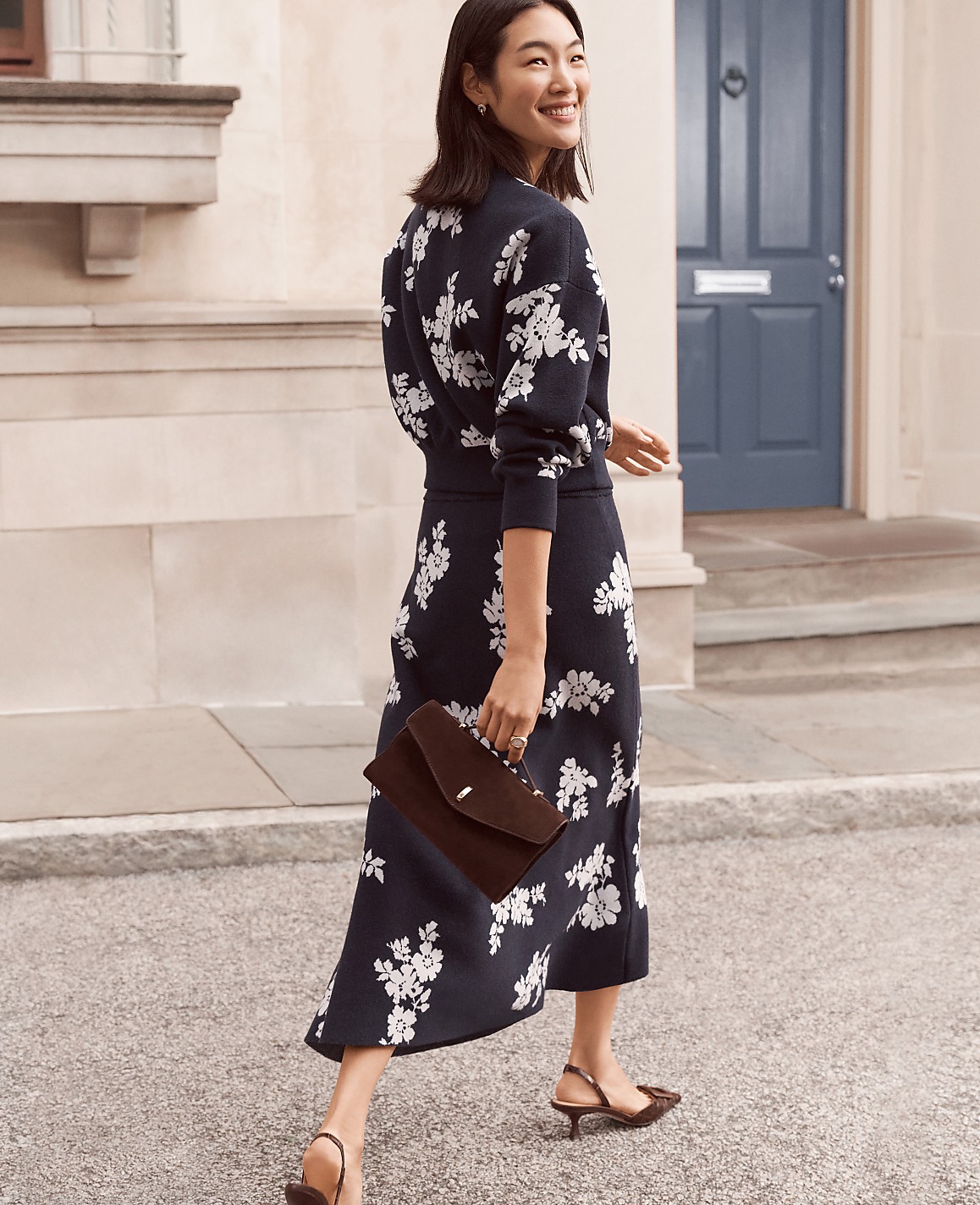 Petite Floral Jacquard Midi Skirt
