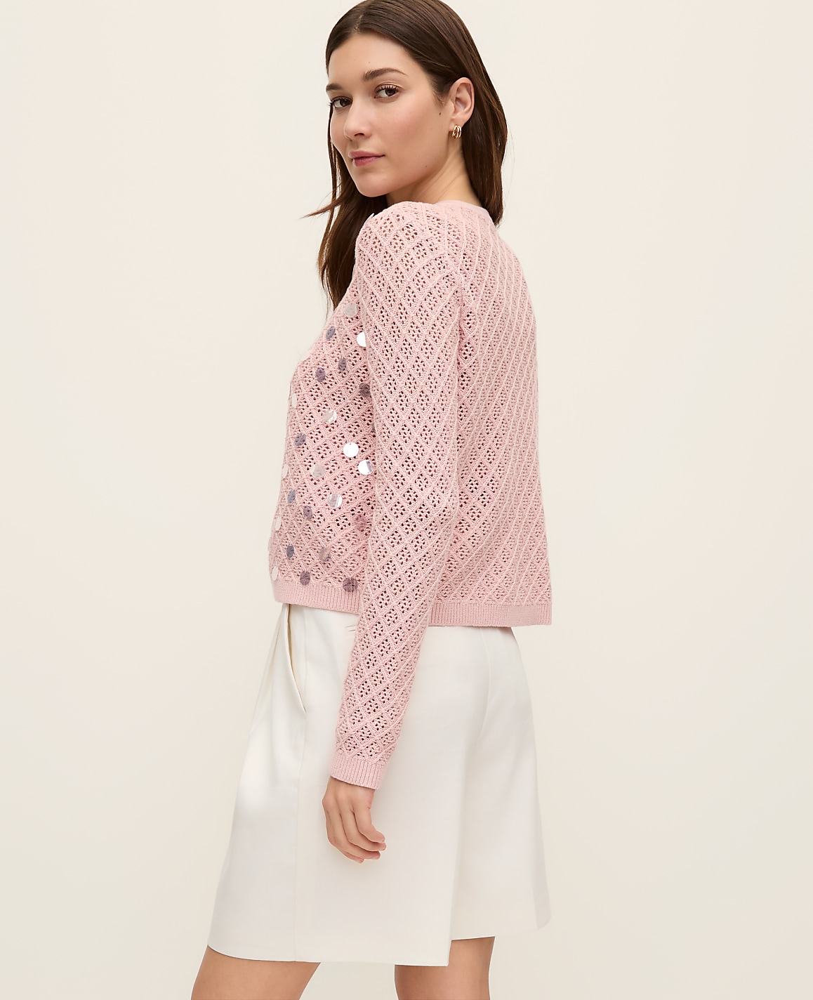 Petite Sequin Open Cardigan