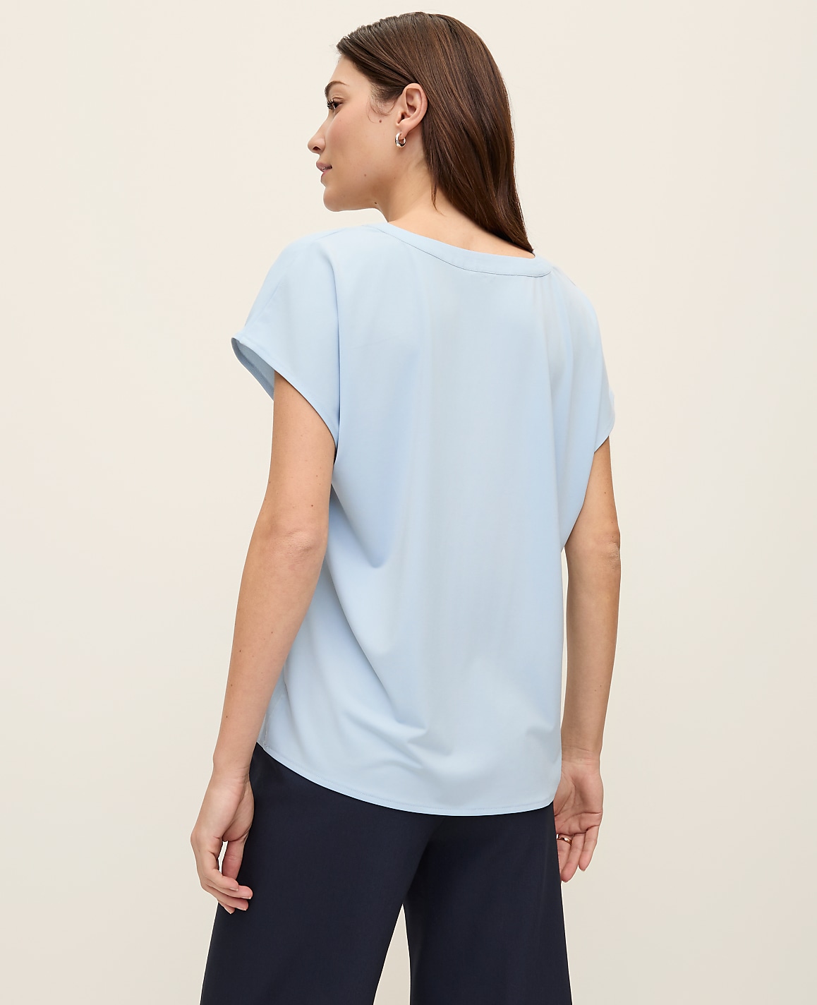 Petite Mixed Media Pleat Front Top