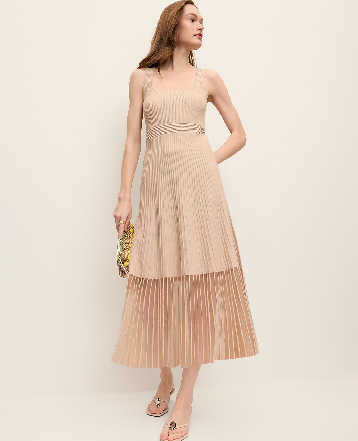 Square Neck Ribbed Sweater Dress