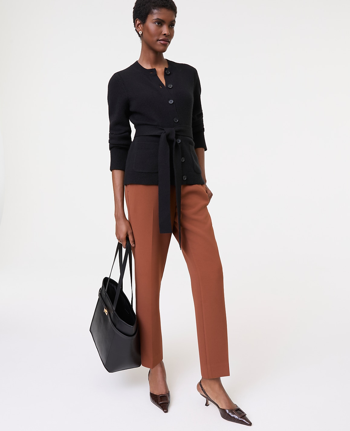 Belted Crew Neck Cardigan