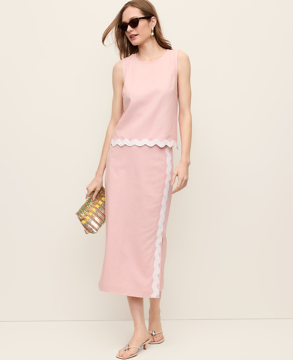 Petite Midi Skirt in Linen Blend