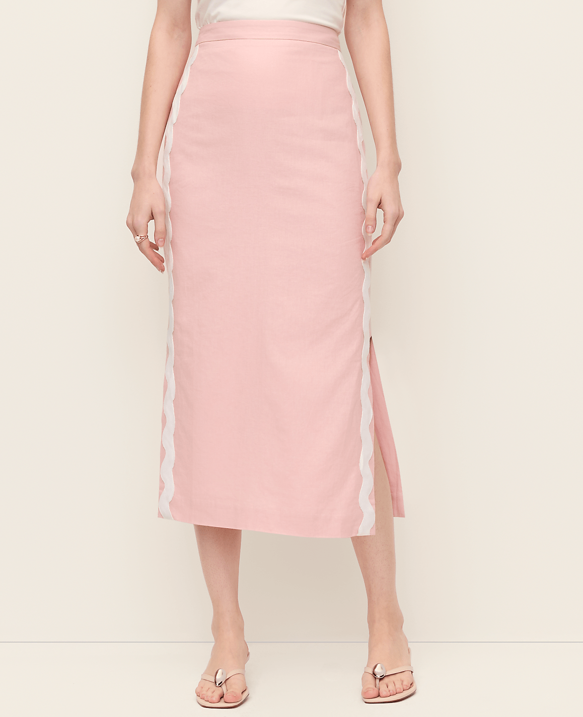 Petite Midi Skirt in Linen Blend