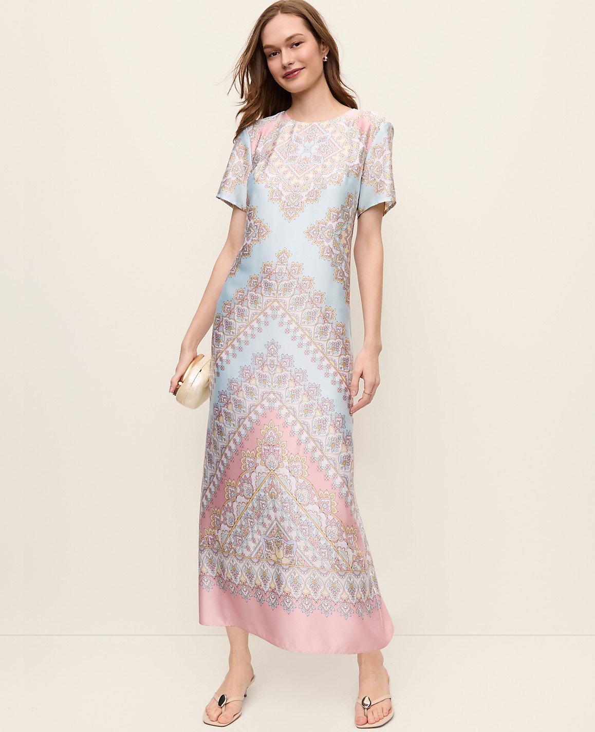 Satin Paisley Maxi Dress