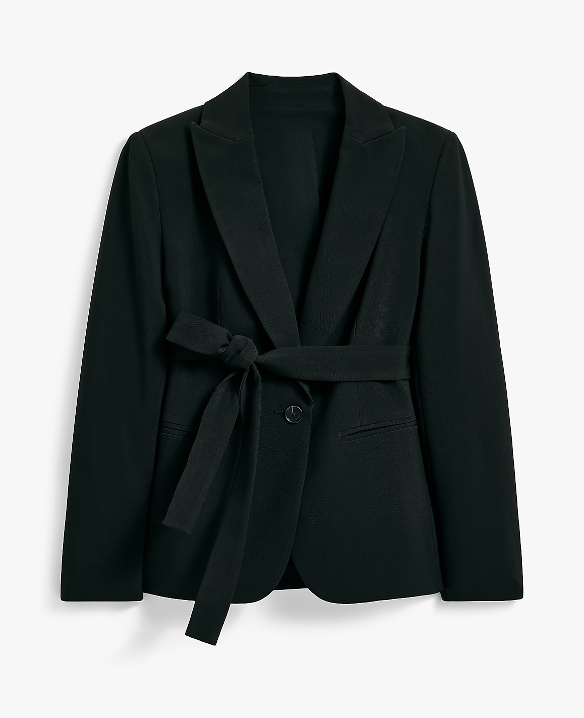 The Petite Belted Blazer in Fluid Crepe