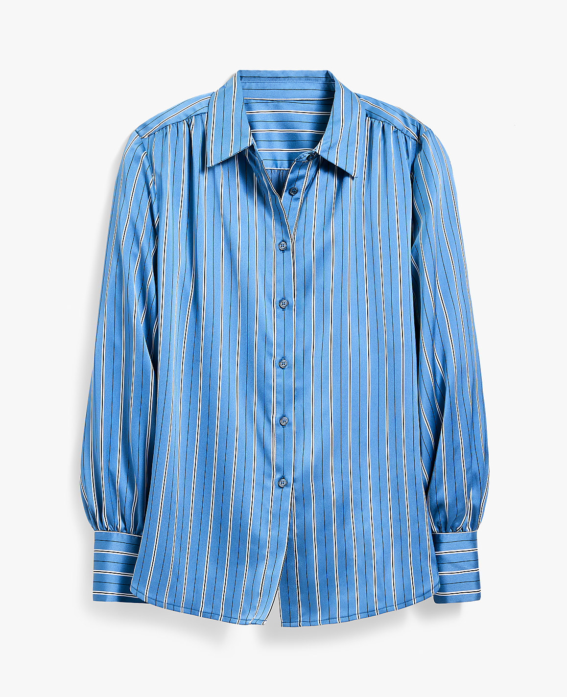 Petite Striped Satin Collared Shirt