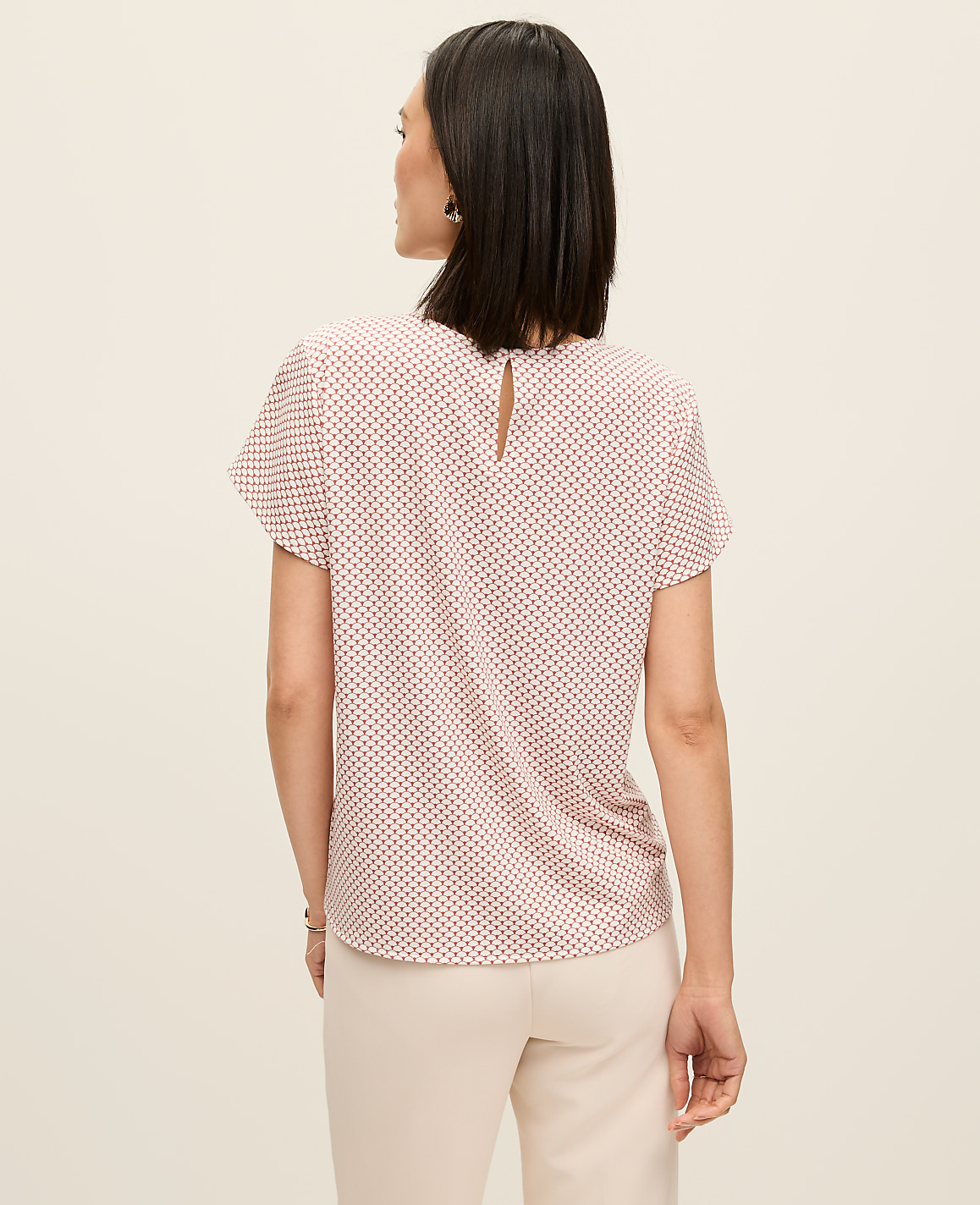 Petite Geo Mixed Media Crew Neck Tee