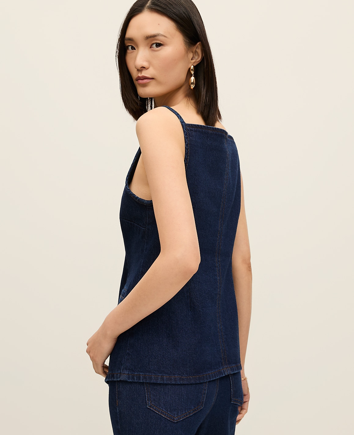 Petite Strappy Denim Vest Top