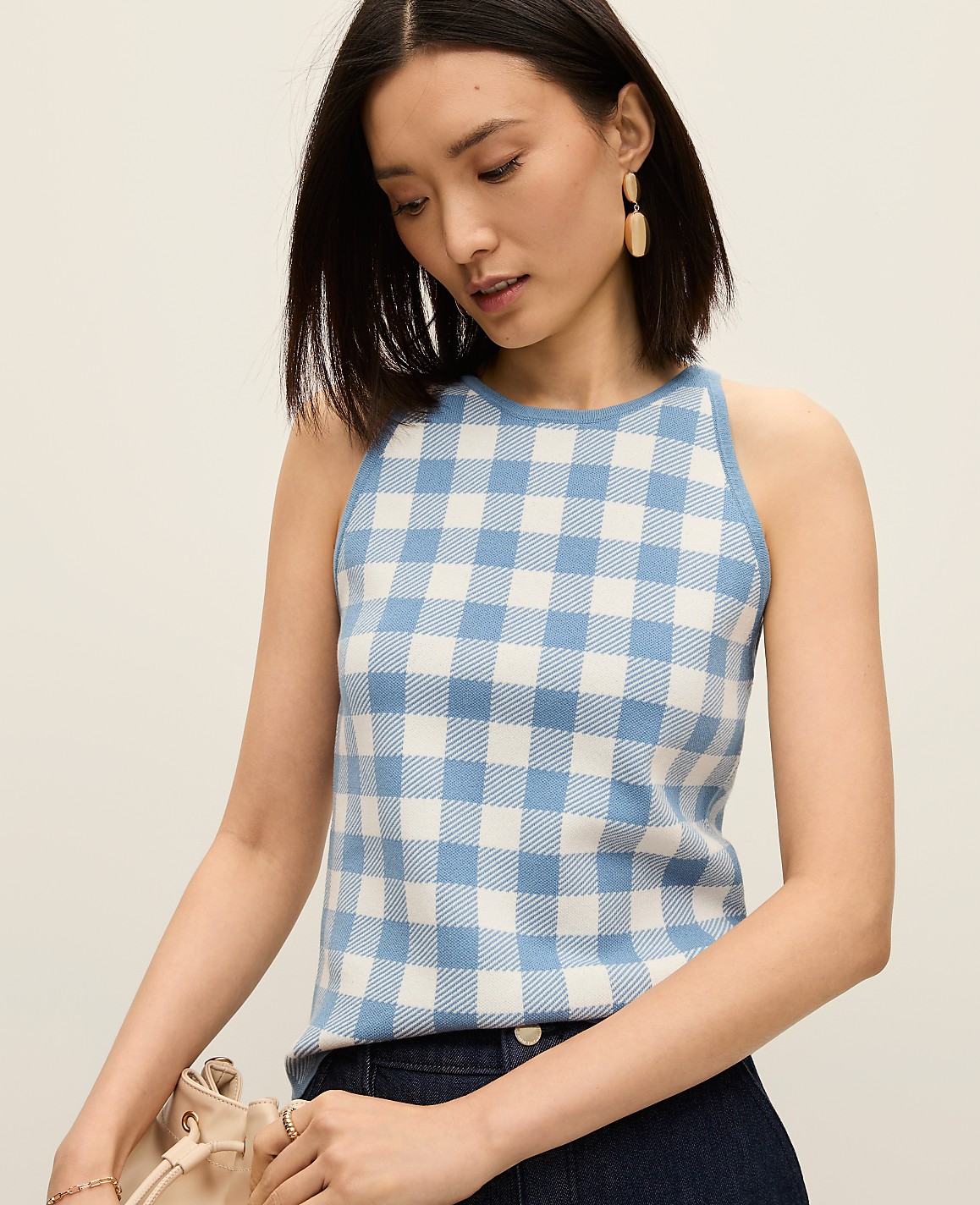 Gingham Halter Shell