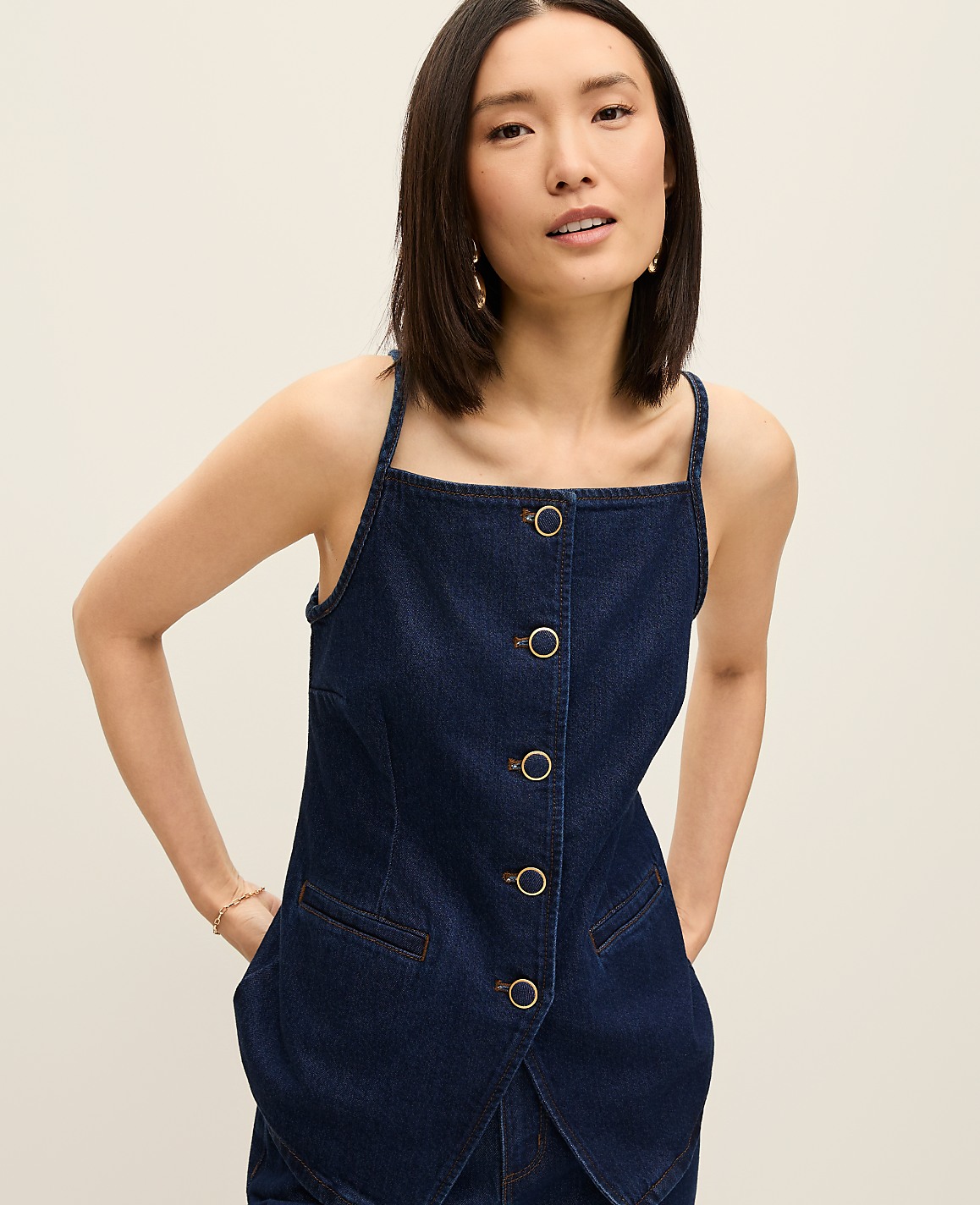 Strappy Denim Vest Top