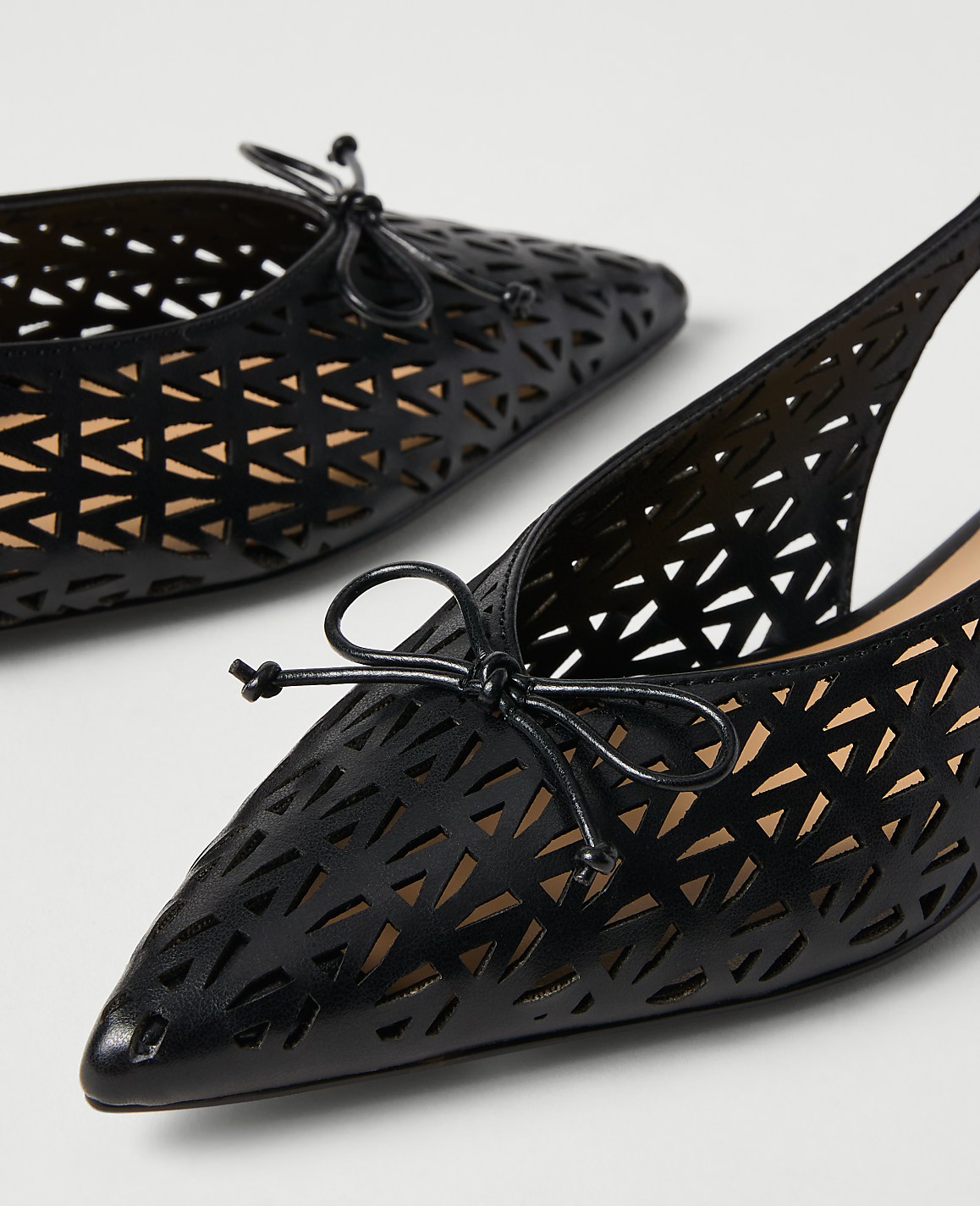 Perforated Leather Bow Slingback Flat