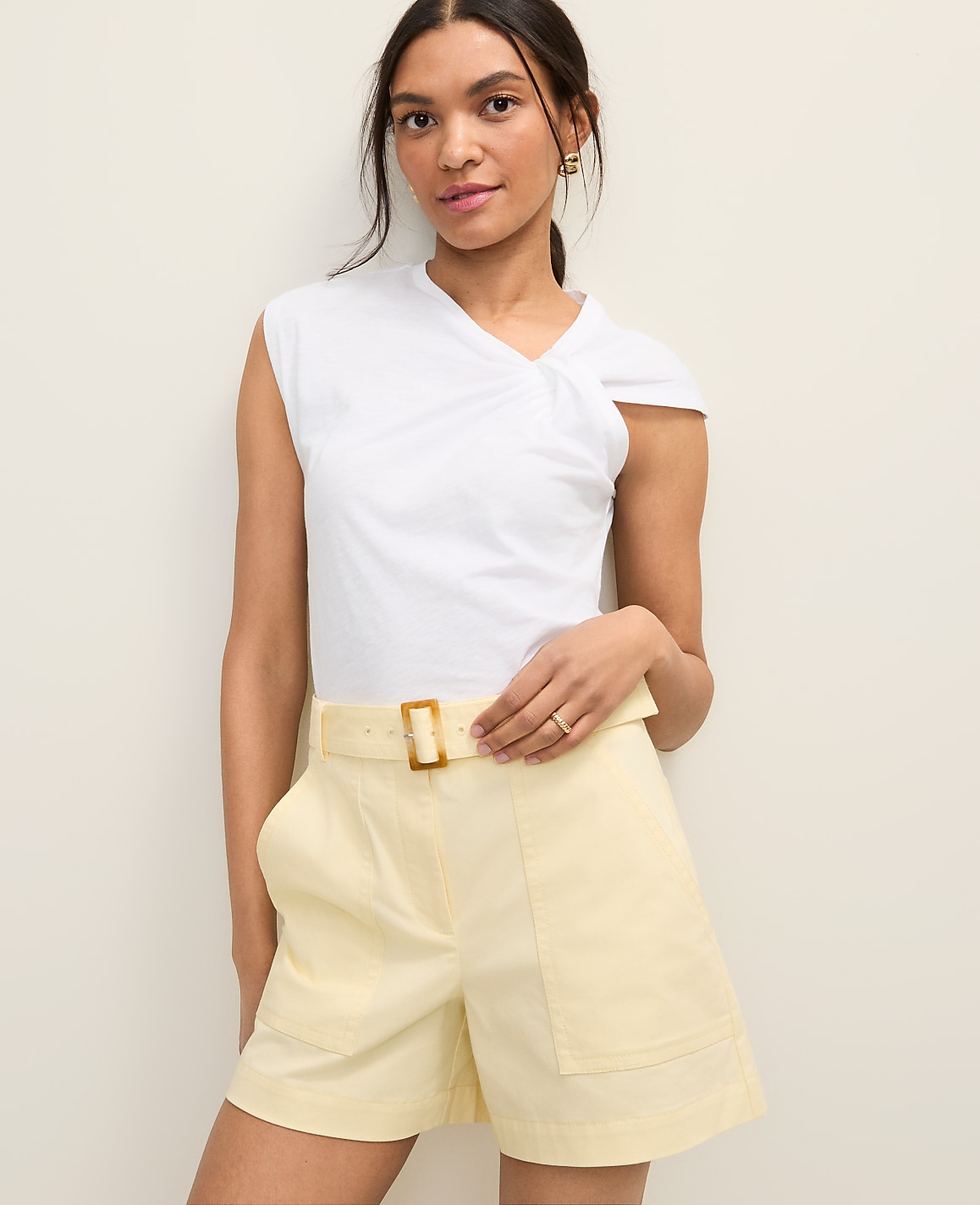 Petite Weekend Asymmetric Twist Shoulder Top