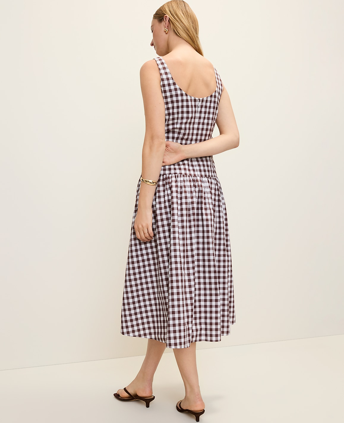Petite Flare Midi Dress in Gingham