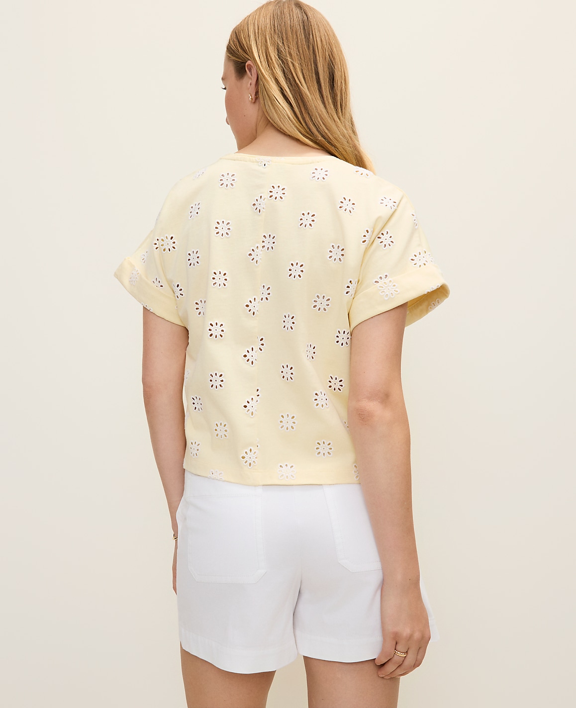 Weekend Eyelet Crew Neck Top