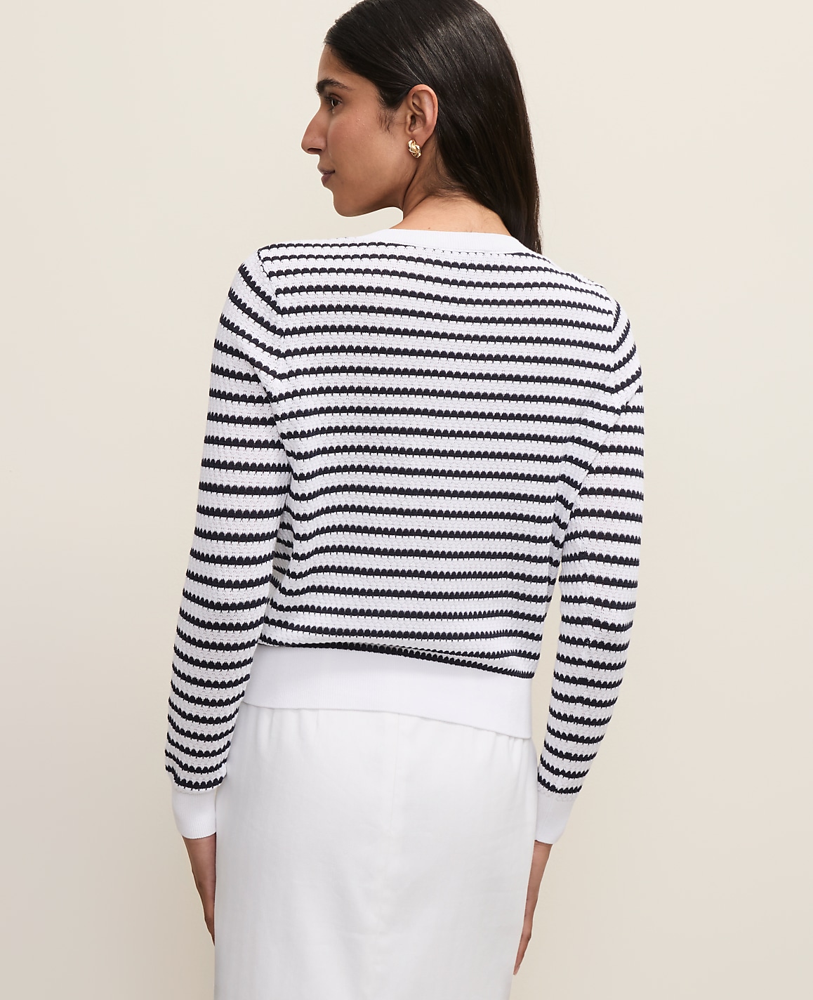 The Petite Striped Ann Cardigan