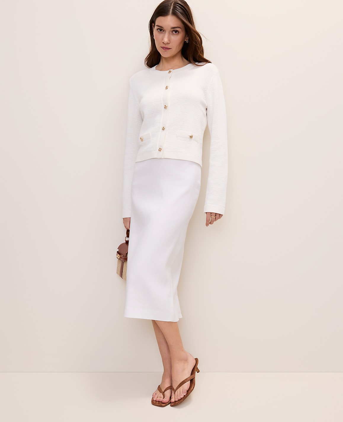 Petite Crew Neck Sweater Jacket