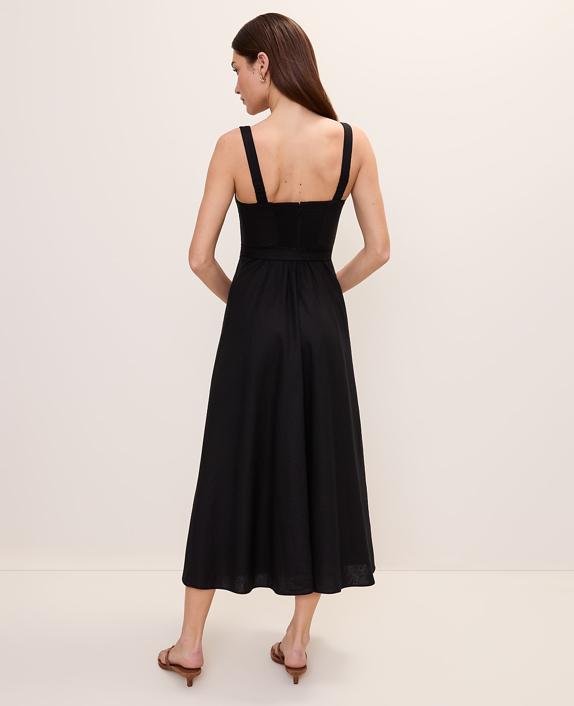 Belted Midi Dress in Linen Blend