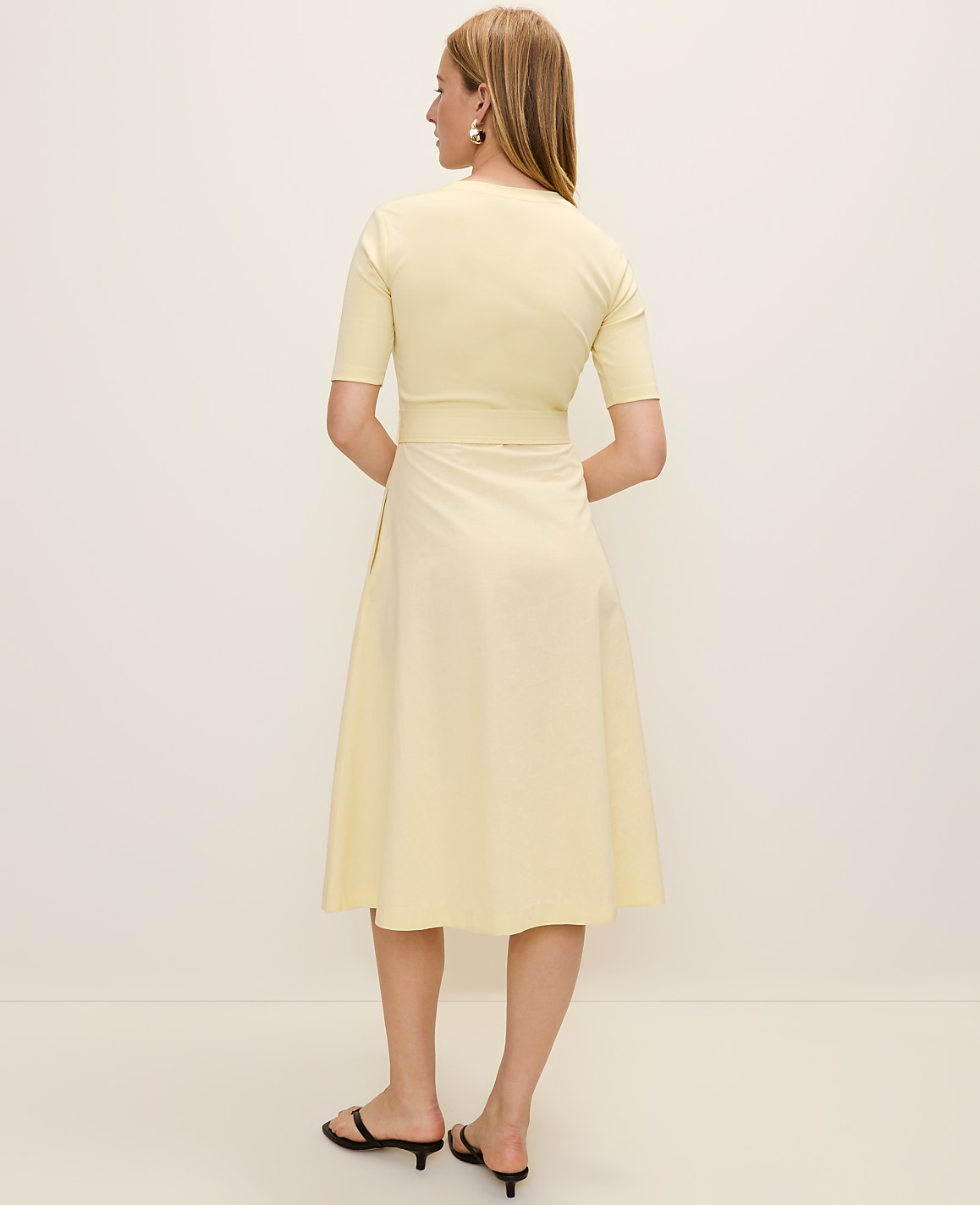 Petite Mixed Media Flare Midi Dress